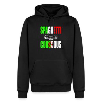 Spaghetti Couscous, nourriture italo-algérienne - Sweat à capuche Premium bio Homme - noir - Devant - Nico (187cm)
