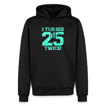 J'ai eu 25 ans deux fois - Sweat à capuche Premium bio Homme - noir - Devant - Nico (187cm)