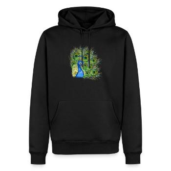 Peacock portrait - Men’s Premium Organic Hoodie - black - Front - Nico (187cm)