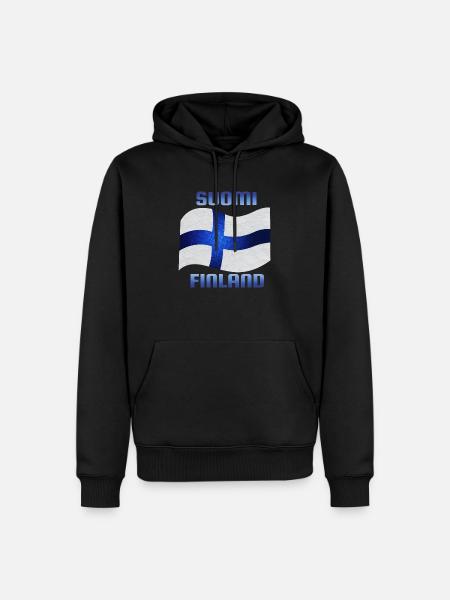 The flag of Finland / Blue Cross Flag - Herre Premium økologisk hoodie - sort