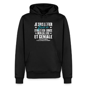 Le Fier Frère D'une Sœur Idée Originale Humour - Sweat à capuche Premium bio Homme - noir - Devant - Nico (187cm)