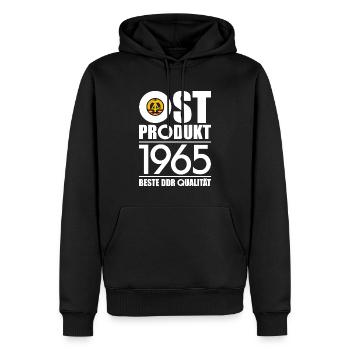 OSTPRODUKT 1965 DDR OSSI 61. GEBURTSTAG - Männer Premium Bio Hoodie - Schwarz - Vorne - Nico (187cm)