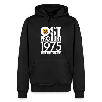 OSTPRODUKT 1975 DDR OSSI 51. GEBURTSTAG - Männer Premium Bio Hoodie - Schwarz - Vorne - Nico (187cm)