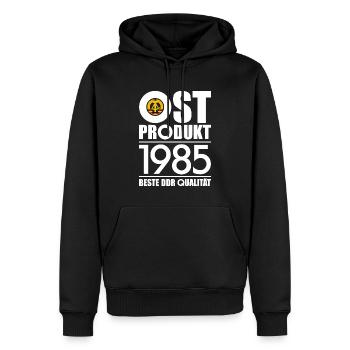 OSTPRODUKT 1985 DDR OSSI 41. GEBURTSTAG - Männer Premium Bio Hoodie - Schwarz - Vorne - Nico (187cm)