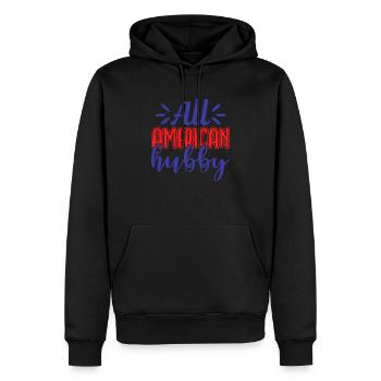 All American Hubby - Sweat à capuche Premium bio Homme - noir - Devant - Nico (187cm)