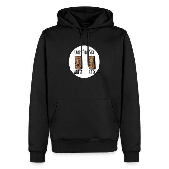 Zwei Kappen - Männer Premium Bio Hoodie - Schwarz - Vorne - Nico (187cm)