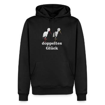 storchenpaar doppeltes glück - Männer Premium Bio Hoodie - Schwarz - Vorne - Nico (187cm)