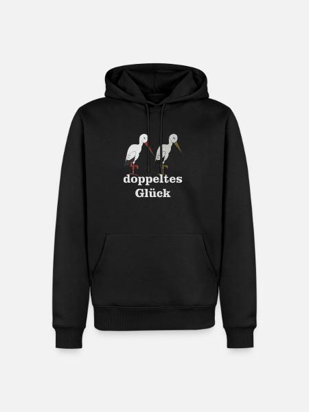 storchenpaar doppeltes glück - Männer Premium Bio Hoodie - Schwarz