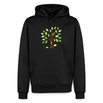 Alphabet leaf tree - Men’s Premium Organic Hoodie - black - Front - Nico (187cm)