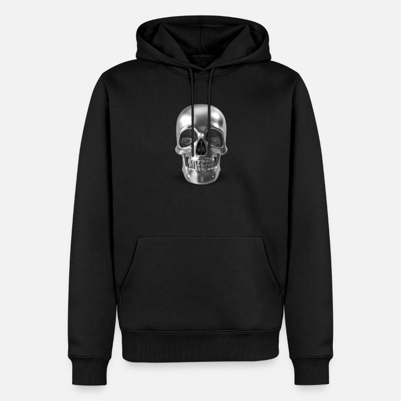 Silver Skull - silber schädel 3D - Männer Premium Bio Hoodie - Schwarz
