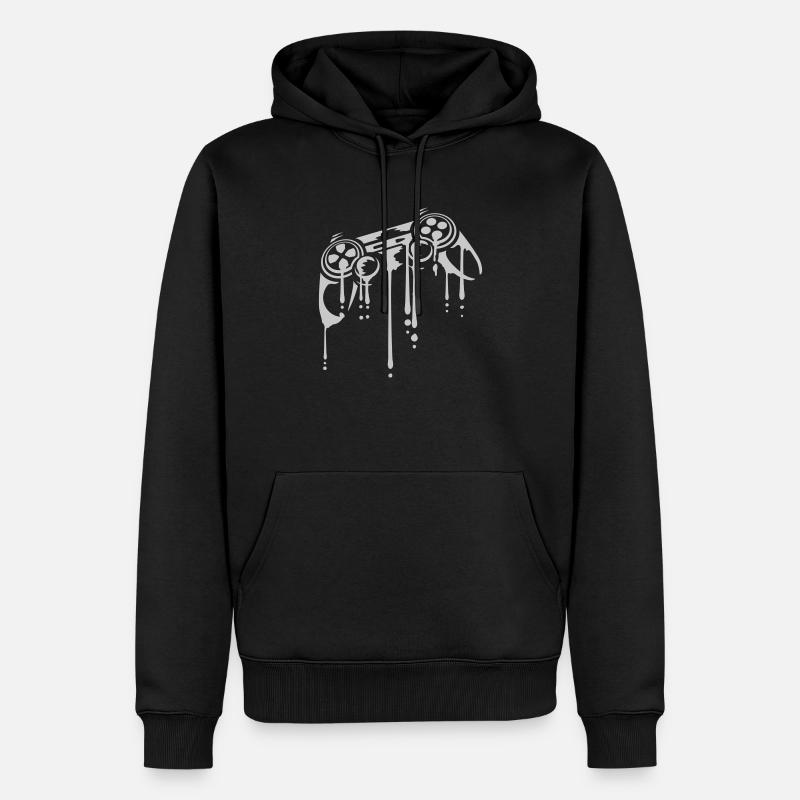 Tropfen Controller Retro Graffiti - Männer Premium Bio Hoodie - Schwarz