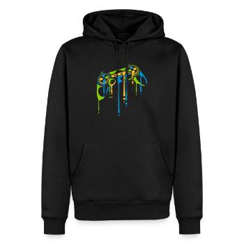 Tropfen Bunter Controller Retro - Männer Premium Bio Hoodie - Schwarz - Vorne - Nico (187cm)