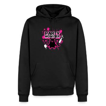 Partymonster pink - Männer Premium Bio Hoodie - Schwarz - Vorne - Nico (187cm)