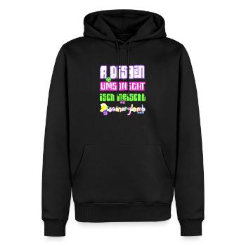 A Disain umsonscht isch meischt Disainerglomb 😋 - Männer Premium Bio Hoodie - Schwarz - Vorne - Nico (187cm)