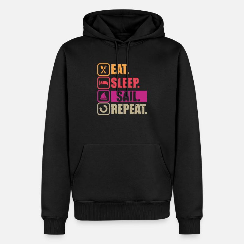 Manger Sleep Sail Répéter - Sweat à capuche Premium bio Homme - noir
