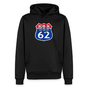 Geboren im November 1962 - Männer Premium Bio Hoodie - Schwarz - Vorne - Nico (187cm)
