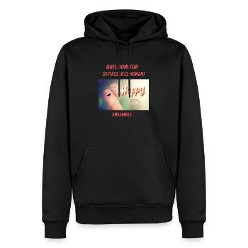 Quel bonheur de passer ce moment ensemble - Sweat à capuche Premium bio Homme - noir - Devant - Nico (187cm)