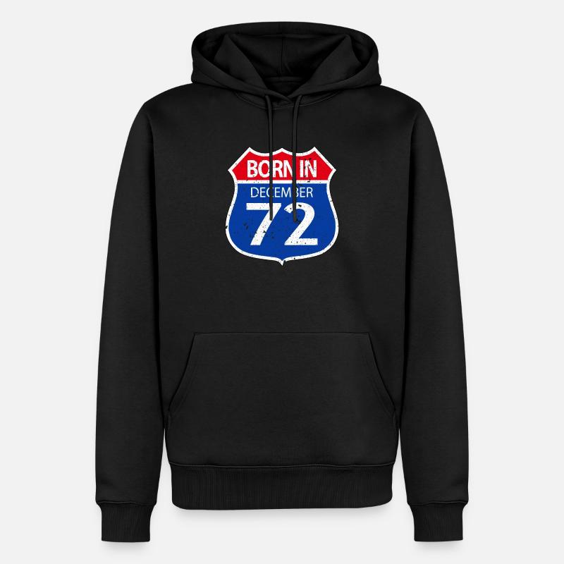 Né(e) en Décembre 72 - Sweat à capuche Premium bio Homme - noir