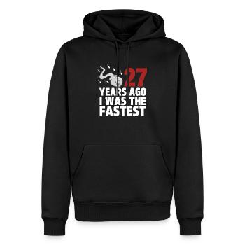 Vor 27 Jahren war ich der Schnellste - Männer Premium Bio Hoodie - Schwarz - Vorne - Nico (187cm)