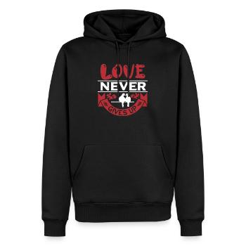 L’AMOUR N’ABANDONNE JAMAIS - Sweat à capuche Premium bio Homme - noir - Devant - Nico (187cm)