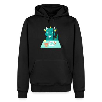 Drache an einer Handwerksstation - Männer Premium Bio Hoodie - Schwarz - Vorne - Nico (187cm)