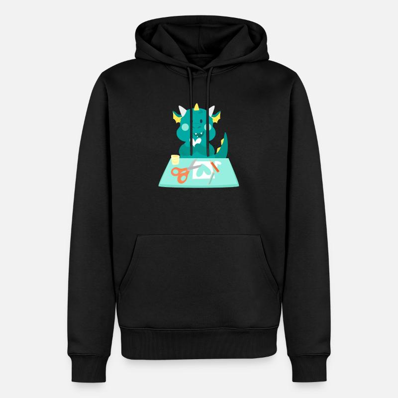 Drache an einer Handwerksstation - Männer Premium Bio Hoodie - Schwarz