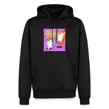 Sushi Fight! Lachs-Nigiri vs. Garnele-Nigiri - Männer Premium Bio Hoodie - Schwarz - Vorne - Nico (187cm)