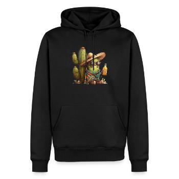 Drôle de cactus avec bière sombrero et lunettes de soleil - Sweat à capuche Premium bio Homme - noir - Devant - Nico (187cm)