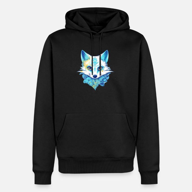 Le renard bleu - Sweat à capuche Premium bio Homme - noir