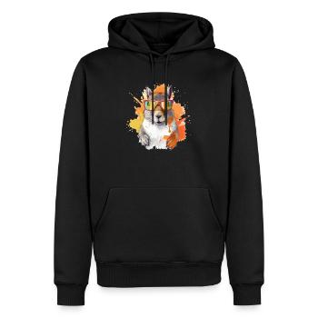 Tom l écureuil à lunettes - Sweat à capuche Premium bio Homme - noir - Devant - Nico (187cm)