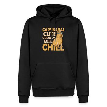 Capybaras mignon, câlin et froid Capibara propriétaire m - Sweat à capuche Premium bio Homme - noir - Devant - Nico (187cm)