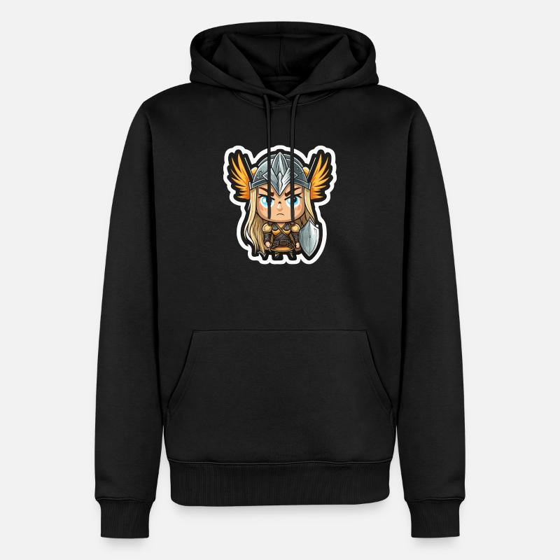 Ingrid, la protectrice: Cartoon Valkyrie Ingrid - Sweat à capuche Premium bio Homme - noir