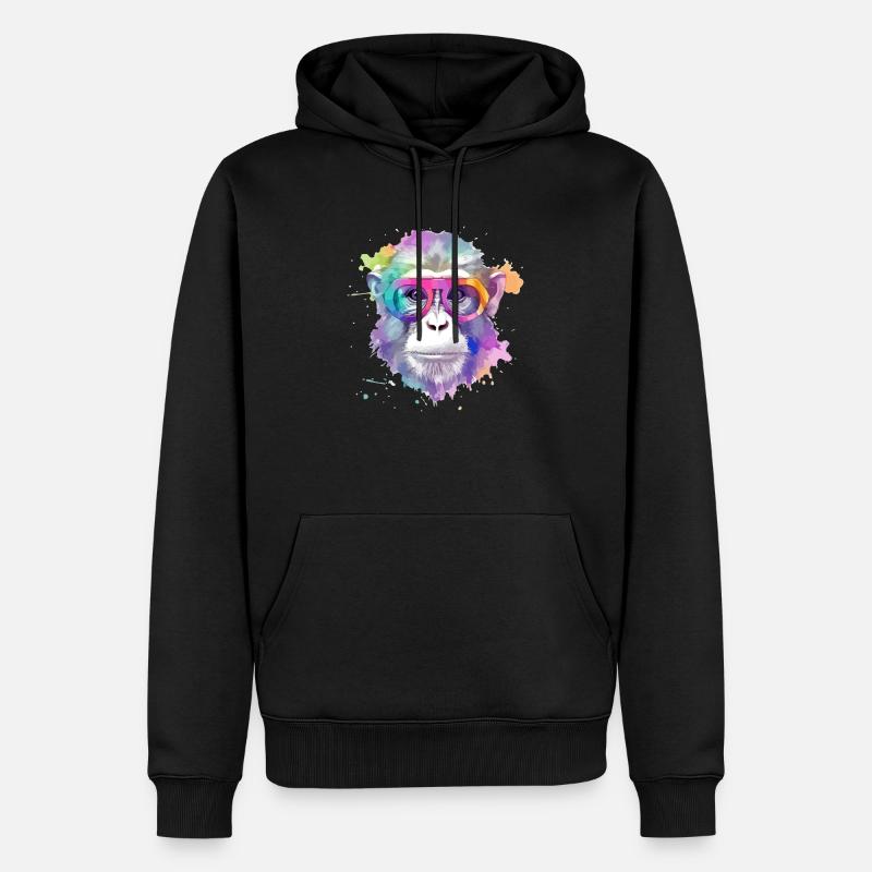 Koki der Schimpanse - Männer Premium Bio Hoodie - Schwarz