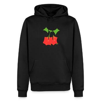 Hyperbolische Kirschen - Männer Premium Bio Hoodie - Schwarz - Vorne - Nico (187cm)