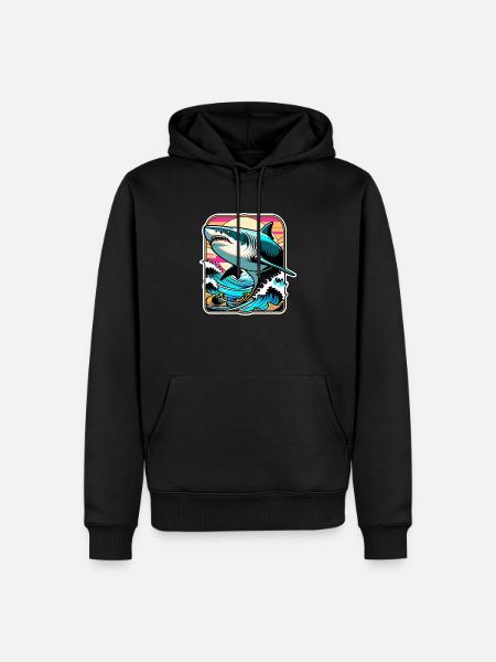 requin - Sweat à capuche Premium bio Homme - noir