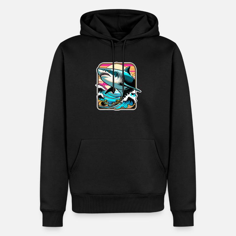 requin - Sweat à capuche Premium bio Homme - noir