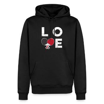Ping-pong amour - Sweat à capuche Premium bio Homme - noir - Devant - Nico (187cm)