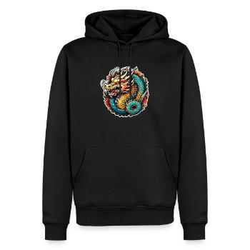 Asiatischer Drache - Japan - Chinesisch - Männer Premium Bio Hoodie - Schwarz - Vorne - Nico (187cm)
