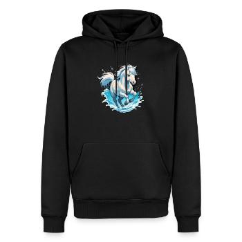 Galoppierendes Pferd - Reiten - Männer Premium Bio Hoodie - Schwarz - Vorne - Nico (187cm)