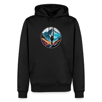 Natur & Bergwandern - Männer Premium Bio Hoodie - Schwarz - Vorne - Nico (187cm)