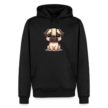 Illustration numérique de mignon Carlin - Sweat à capuche Premium bio Homme - noir - Devant - Nico (187cm)
