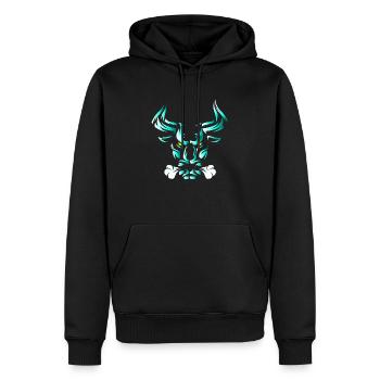 Stier Stierkopf Kopf Logo Steak Beast Gym Horn - Männer Premium Bio Hoodie - Schwarz - Vorne - Nico (187cm)