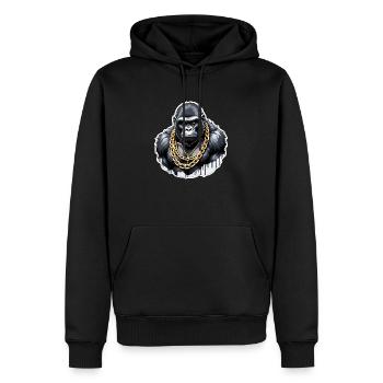 Gorilla mit Goldkette - Männer Premium Bio Hoodie - Schwarz - Vorne - Nico (187cm)