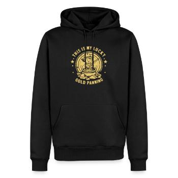 Das ist mein Glücks-Goldwaschen - Männer Premium Bio Hoodie - Schwarz - Vorne - Nico (187cm)
