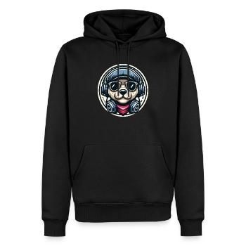Chien de musique - Sweat à capuche Premium bio Homme - noir - Devant - Nico (187cm)