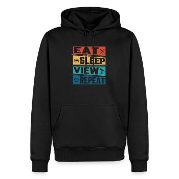 Eat Sleep View Repeat Astronomy Telescope Stargaze - Männer Premium Bio Hoodie - Schwarz - Vorne - Nico (187cm)