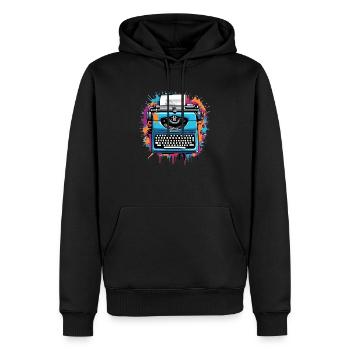 Schreibmaschine Autor - Männer Premium Bio Hoodie - Schwarz - Vorne - Nico (187cm)