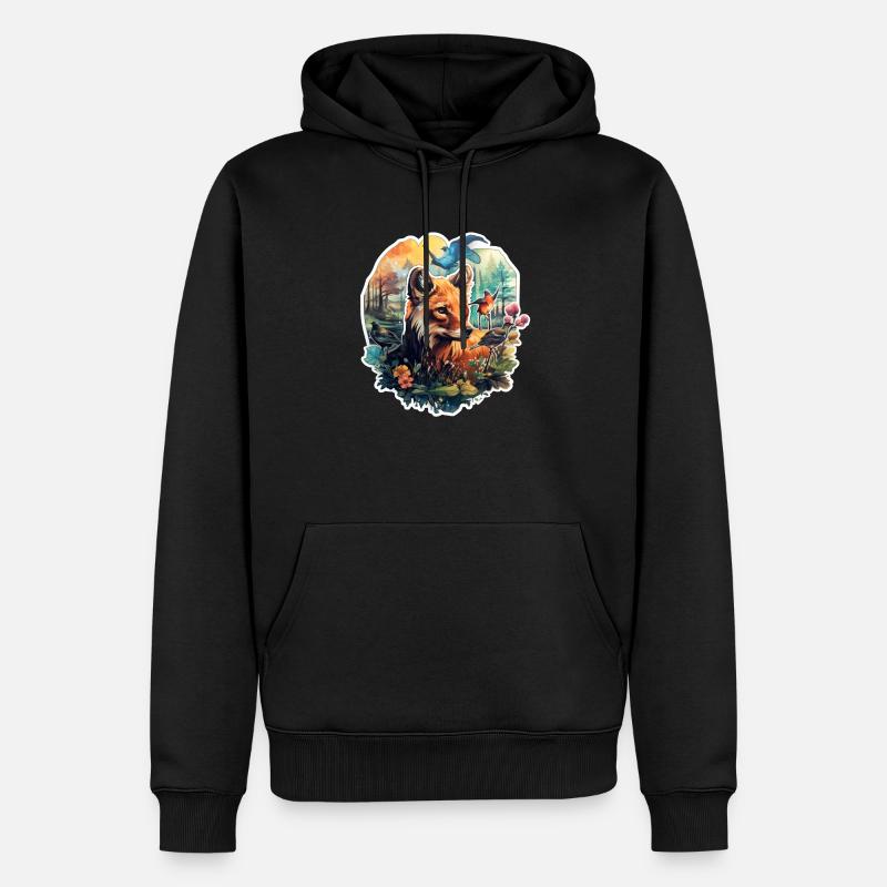 Fuchs auf einer Lichtung - Männer Premium Bio Hoodie - Schwarz