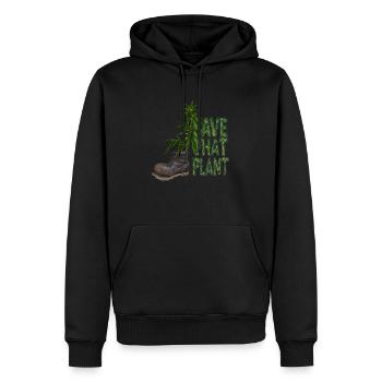 Économiseur vert - Sweat à capuche Premium bio Homme - noir - Devant - Nico (187cm)