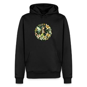 Lilien-Fee - Männer Premium Bio Hoodie - Schwarz - Vorne - Nico (187cm)